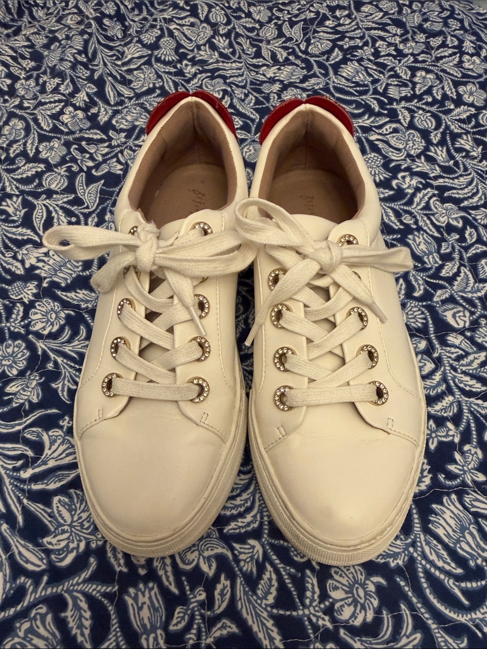Betsey Johnson White Sneakers with Red Heel Tab